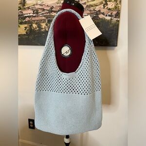 chic Blue Mesh knit Tote Bag